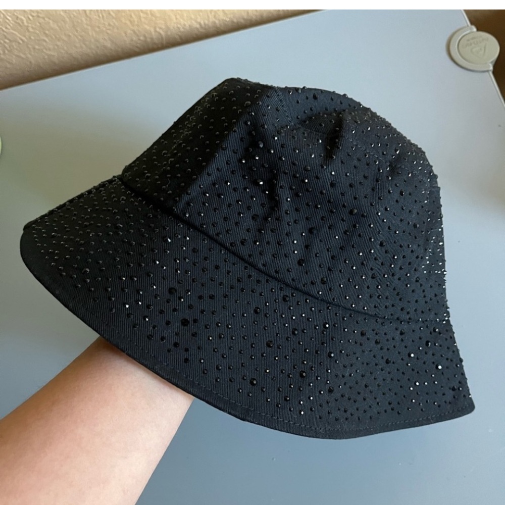 Black Rhinestone Bucket Hat - Picture 3 of 5